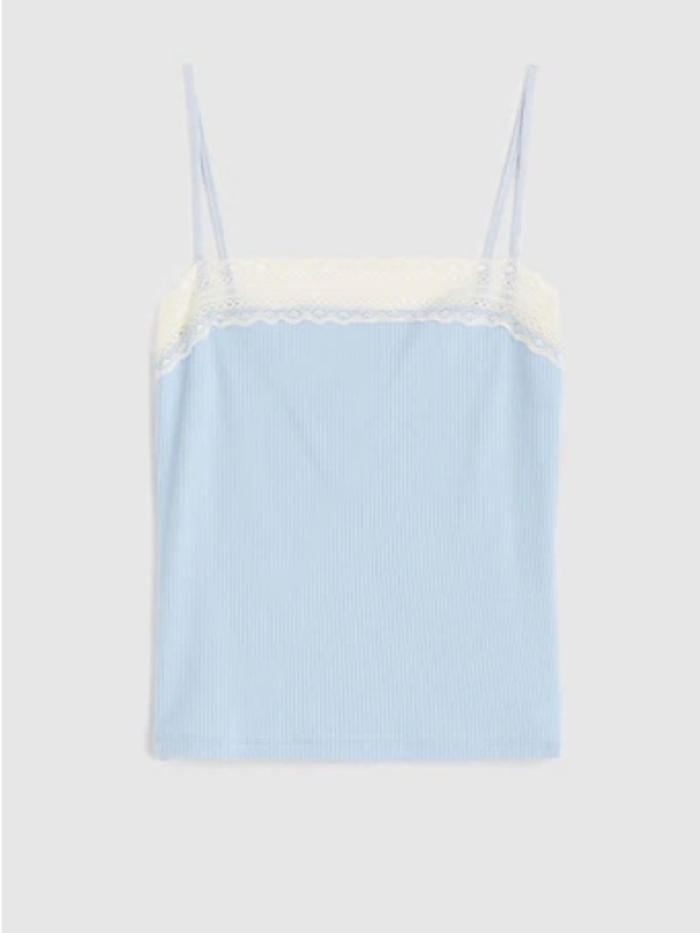 Madewell Lace-Trim Square-Neck Tank in Sky Blue